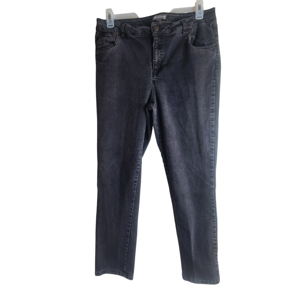 Jessica‎ London Black Straight Leg Jeans 16W High Rise Stretch 28" Inseam